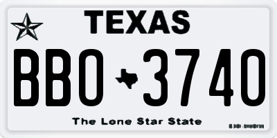 TX license plate BBO3740