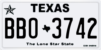 TX license plate BBO3742