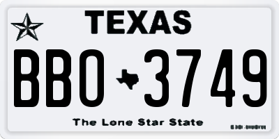 TX license plate BBO3749