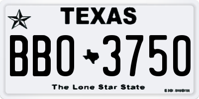TX license plate BBO3750