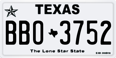 TX license plate BBO3752