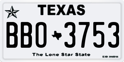 TX license plate BBO3753