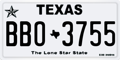 TX license plate BBO3755