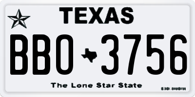 TX license plate BBO3756