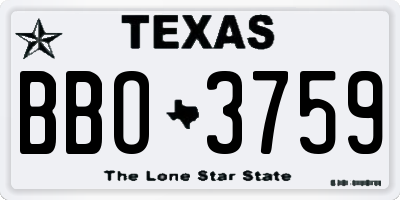 TX license plate BBO3759