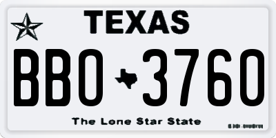 TX license plate BBO3760