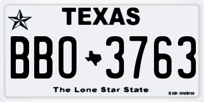 TX license plate BBO3763