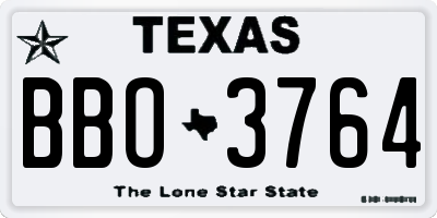 TX license plate BBO3764