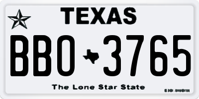 TX license plate BBO3765