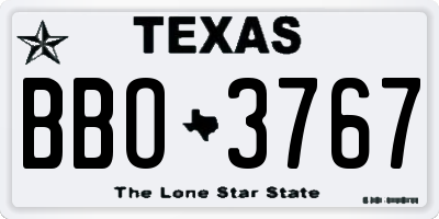 TX license plate BBO3767