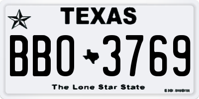 TX license plate BBO3769