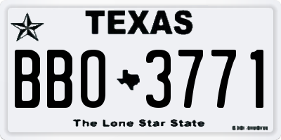 TX license plate BBO3771
