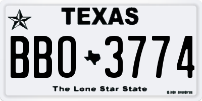 TX license plate BBO3774