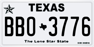 TX license plate BBO3776