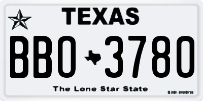 TX license plate BBO3780