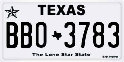 TX license plate BBO3783