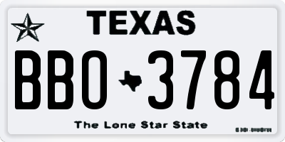 TX license plate BBO3784