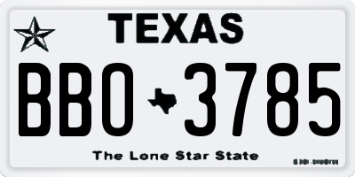 TX license plate BBO3785
