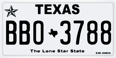 TX license plate BBO3788