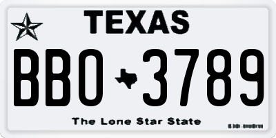 TX license plate BBO3789