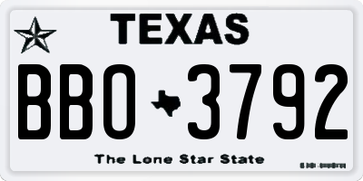 TX license plate BBO3792