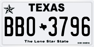 TX license plate BBO3796