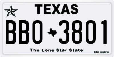 TX license plate BBO3801