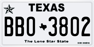 TX license plate BBO3802