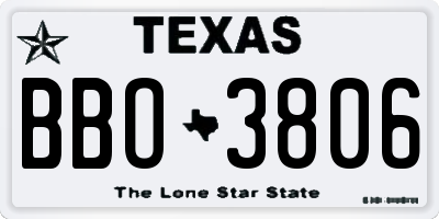 TX license plate BBO3806