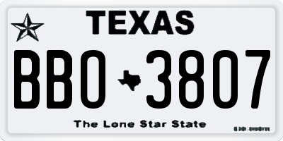 TX license plate BBO3807