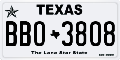 TX license plate BBO3808