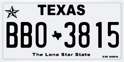 TX license plate BBO3815