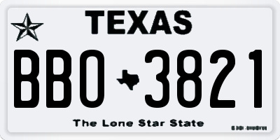 TX license plate BBO3821