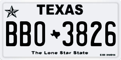 TX license plate BBO3826