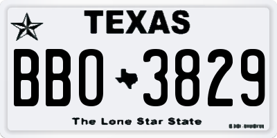 TX license plate BBO3829