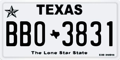 TX license plate BBO3831