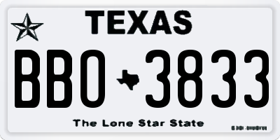 TX license plate BBO3833