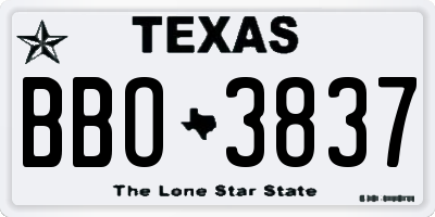TX license plate BBO3837