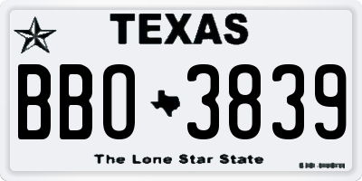 TX license plate BBO3839