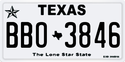 TX license plate BBO3846