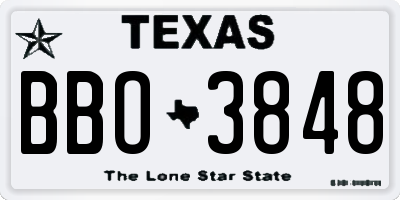 TX license plate BBO3848