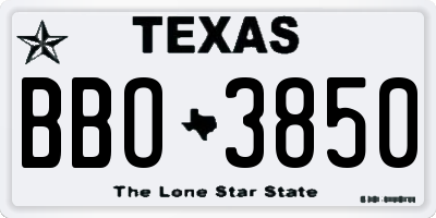 TX license plate BBO3850