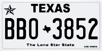TX license plate BBO3852