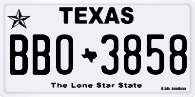 TX license plate BBO3858