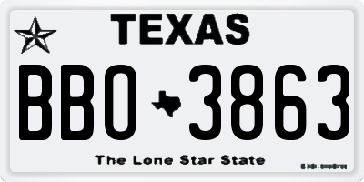TX license plate BBO3863