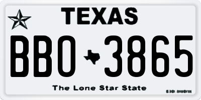 TX license plate BBO3865