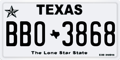 TX license plate BBO3868
