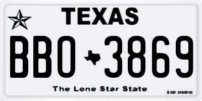 TX license plate BBO3869
