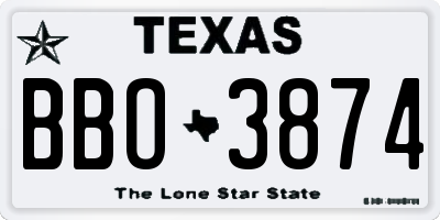 TX license plate BBO3874