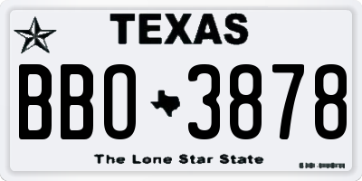 TX license plate BBO3878